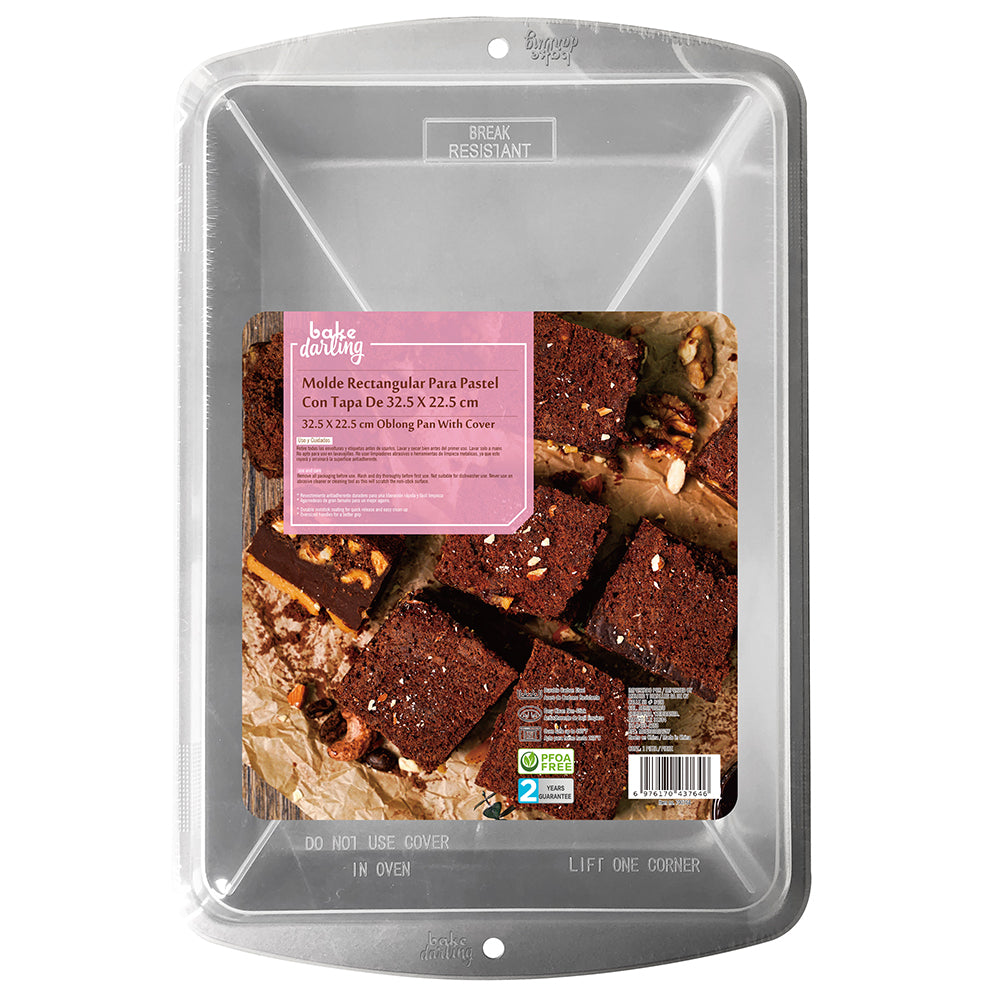 Molde rectangular Para Pastel Con Tapa 32.5 X 22.5 Cm Bake Darling 700-764