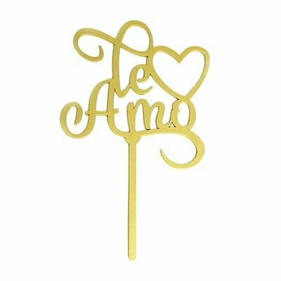 Cake Topper Dorado Te Amo Corazón Mod 12 BDLG-012