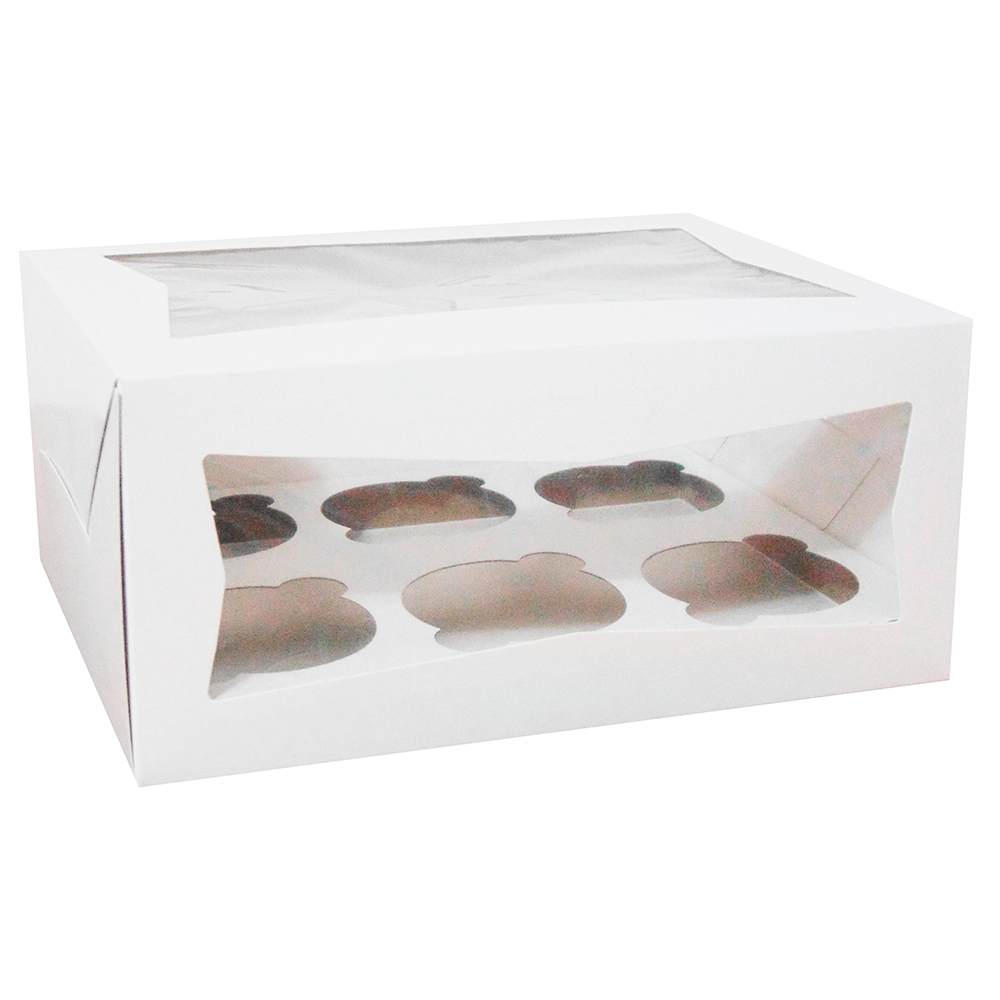 Caja Blanca C/ Ventana Incluye inserto para 6 cupcakes