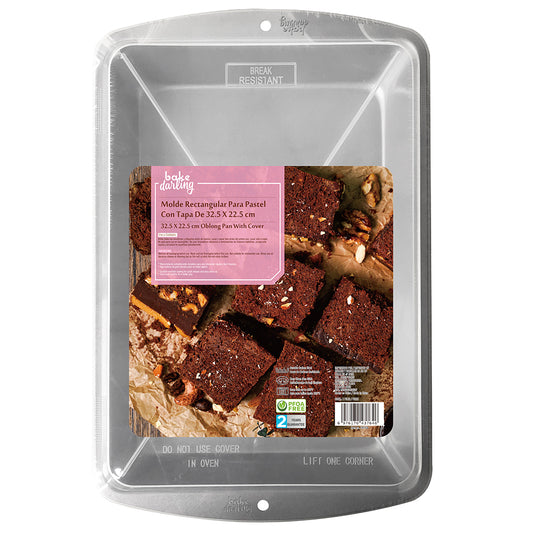 Molde rectangular Para Pastel Con Tapa 32.5 X 22.5 Cm  Bake Darling 700-764
