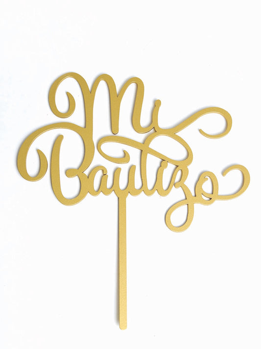 Cake Topper Dorado Mi Bautizo BDLG-011