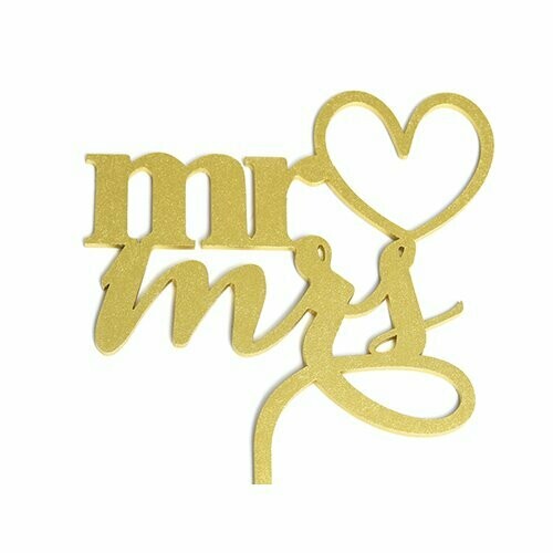 Cake Topper Dorado Mr And Mrs Mod 26 BDLG-026