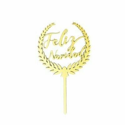 Cake Topper Dorado Feliz Navidad Mod 31 BDLG-031