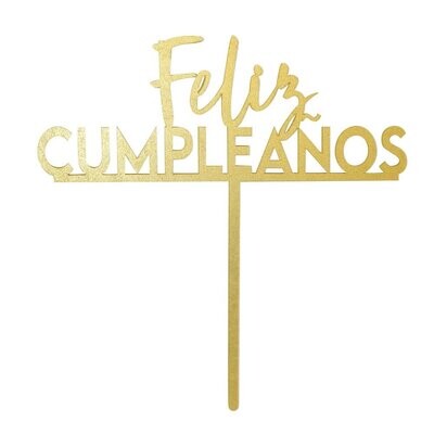 Cake Topper Dorado Feliz Cumpleaños BDLG-042