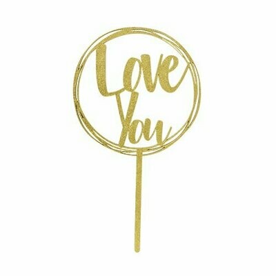 Cake Topper Dorado Love You BDLG-045