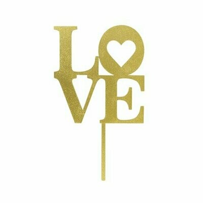 Cake Topper Dorado Love Con Corazón Mod 47 BDLG-047