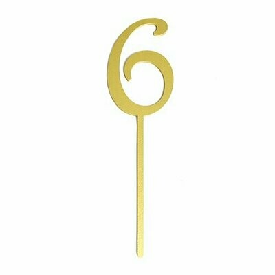 Cake Topper Dorado Letrero #6 BDLG-N06