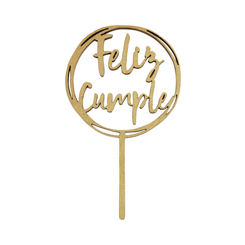 Cake Topper Dorado Feliz Dia Chico Redondo BDLGC-001