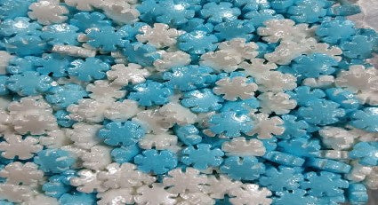 Figura Azúcar Copo De Nieve Blanco y Azul Navidad 50grs.